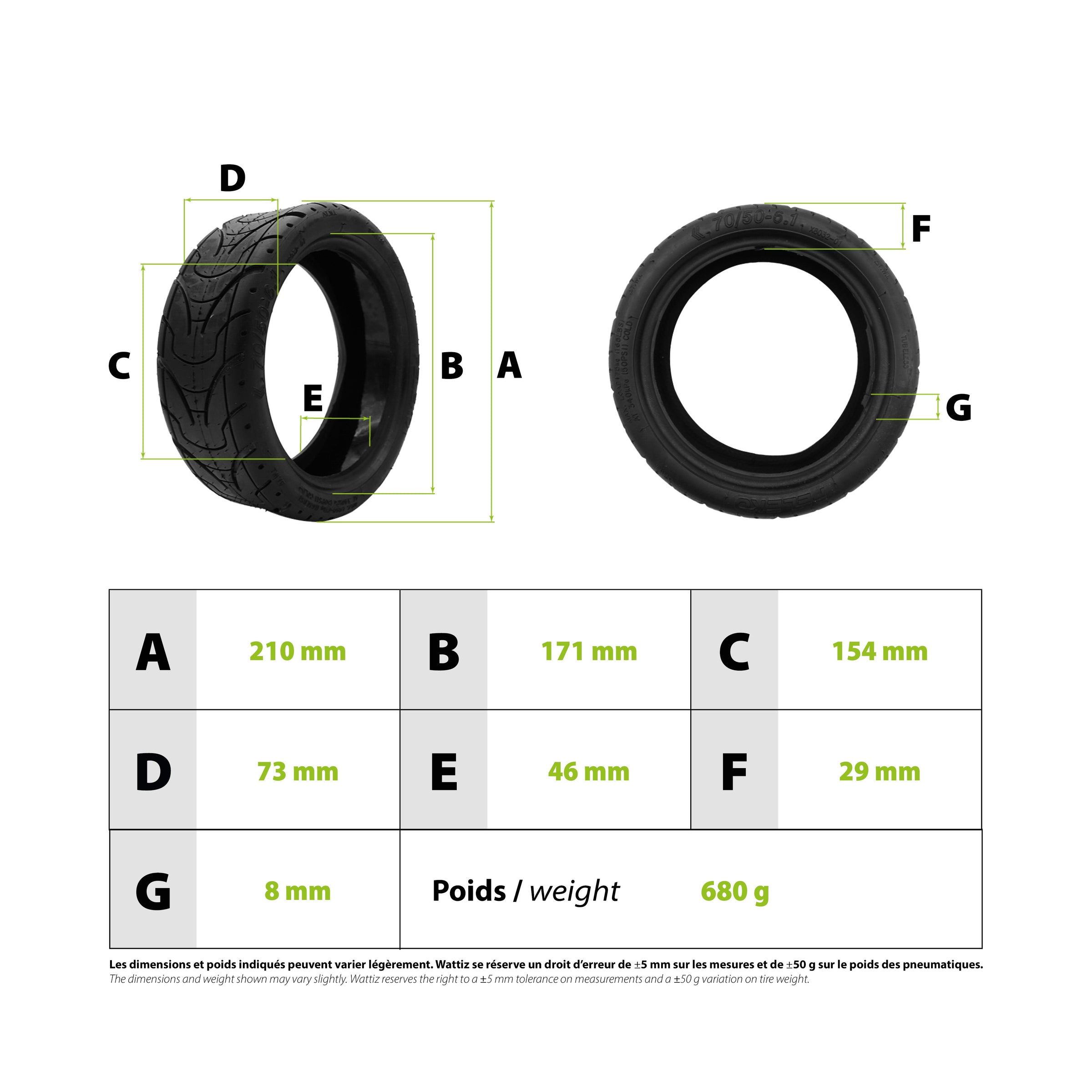 Dualtron Aminia 70/50-6.1 tubeless puncture-proof gel tire (8.5x3) - vue 3