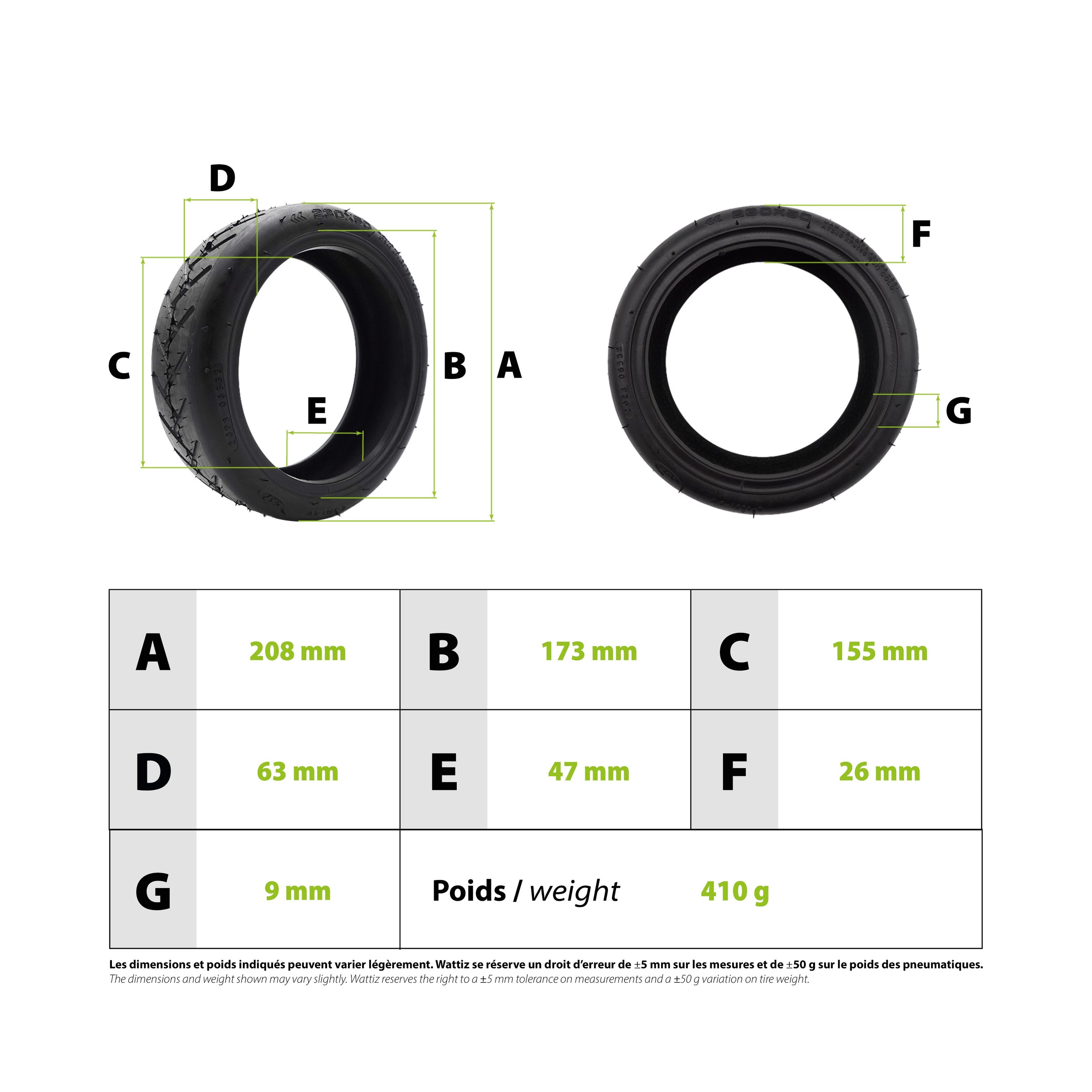 Tire 230x50 Xiaomi Mi3 Lite Mi4 Lite (1st Gen) - vue 3