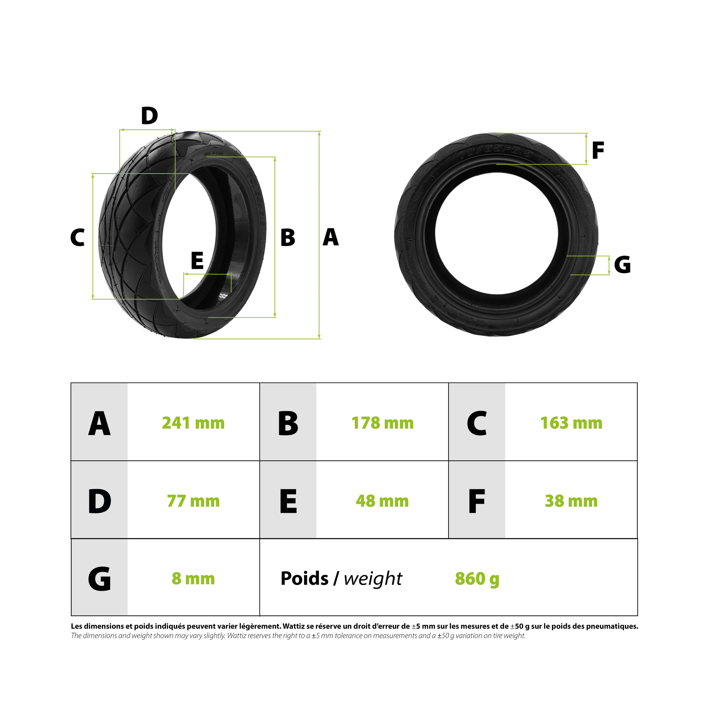 Pneu 70/65-6.5 Gel Anti Crevaison Chaoyang - vue 3