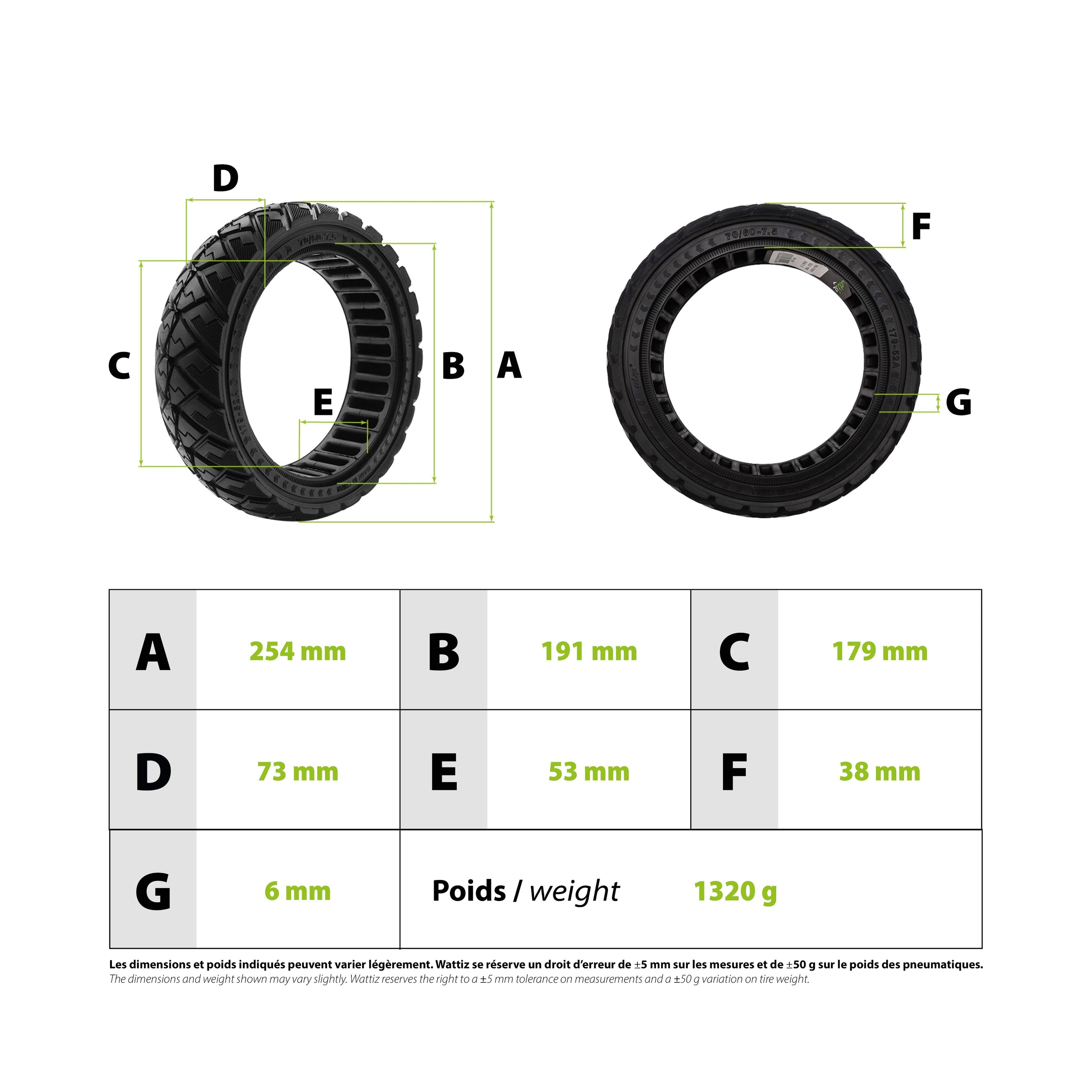 Solid Tire 70/60-7.5 Ninebot Segway ZT3 Pro - vue 3