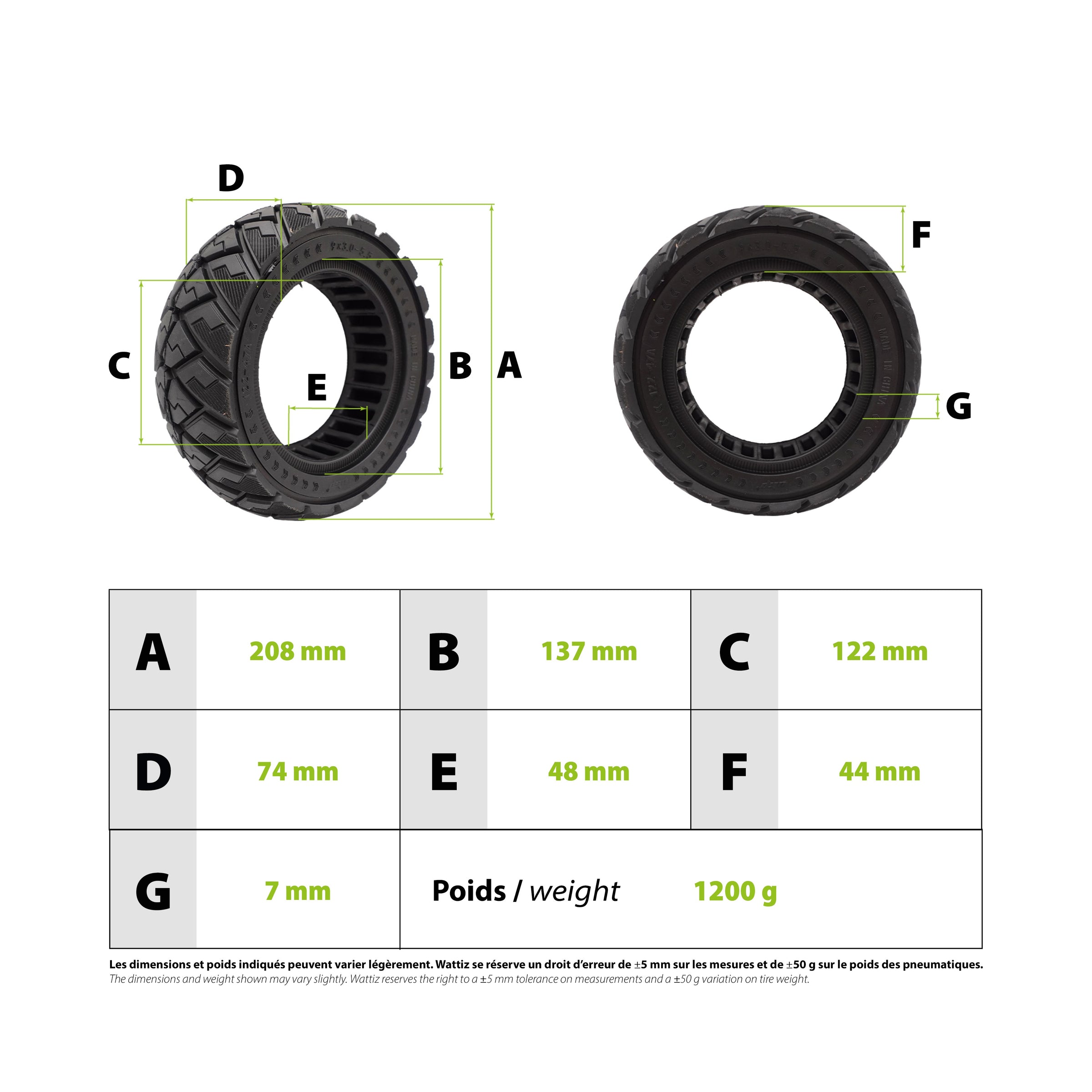 Pneu plein 9x3.0-5.5 Kukirin G2 Pro 2024 - vue 3