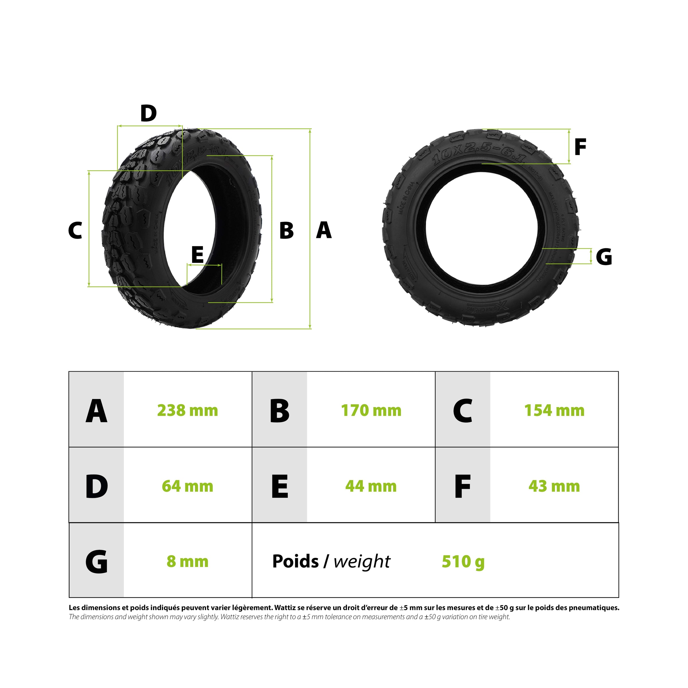 Pneu 10x2.50-6.1 - vue 3