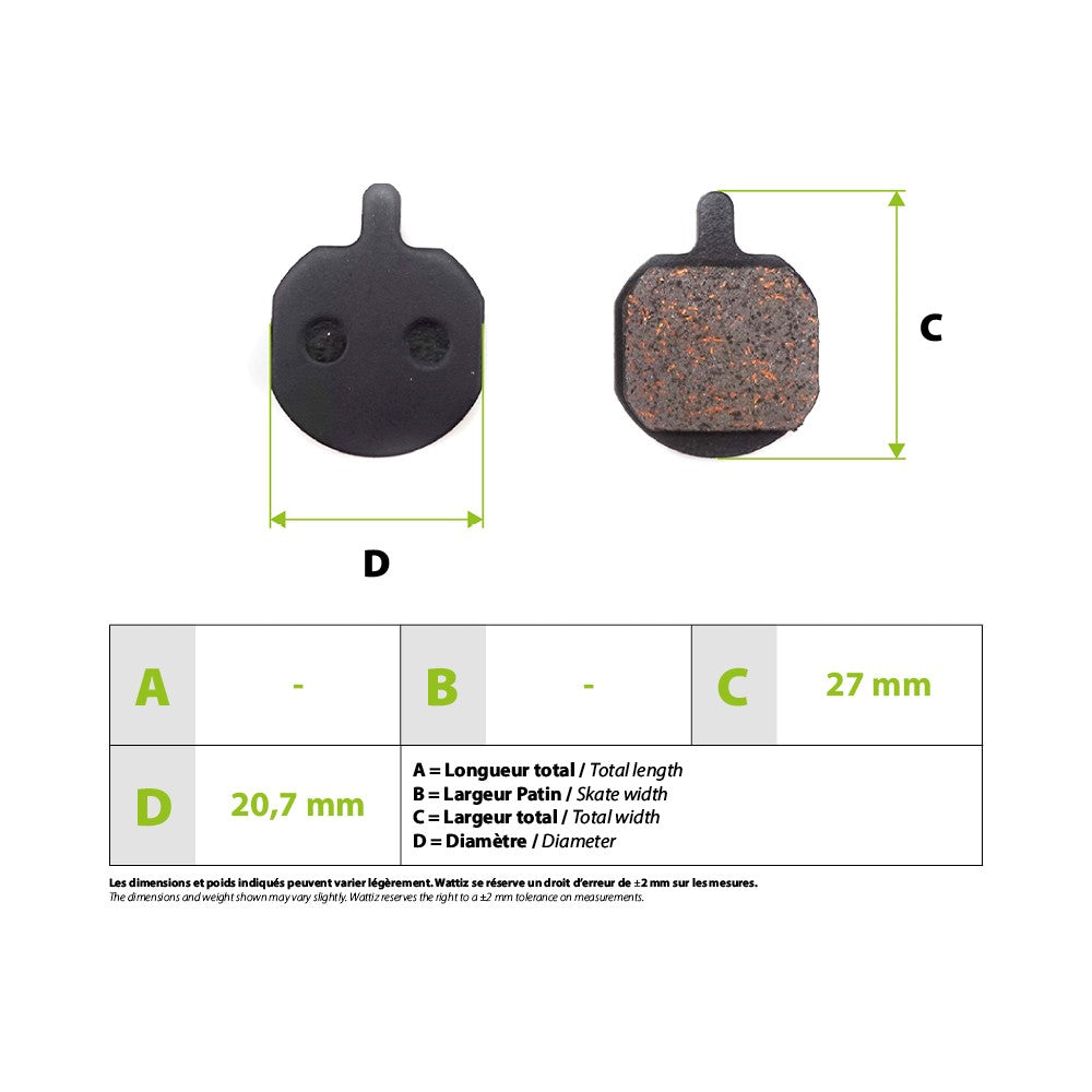 Plaquettes de frein Hyaes Mx3 Mx4 Mx5 - vue 3