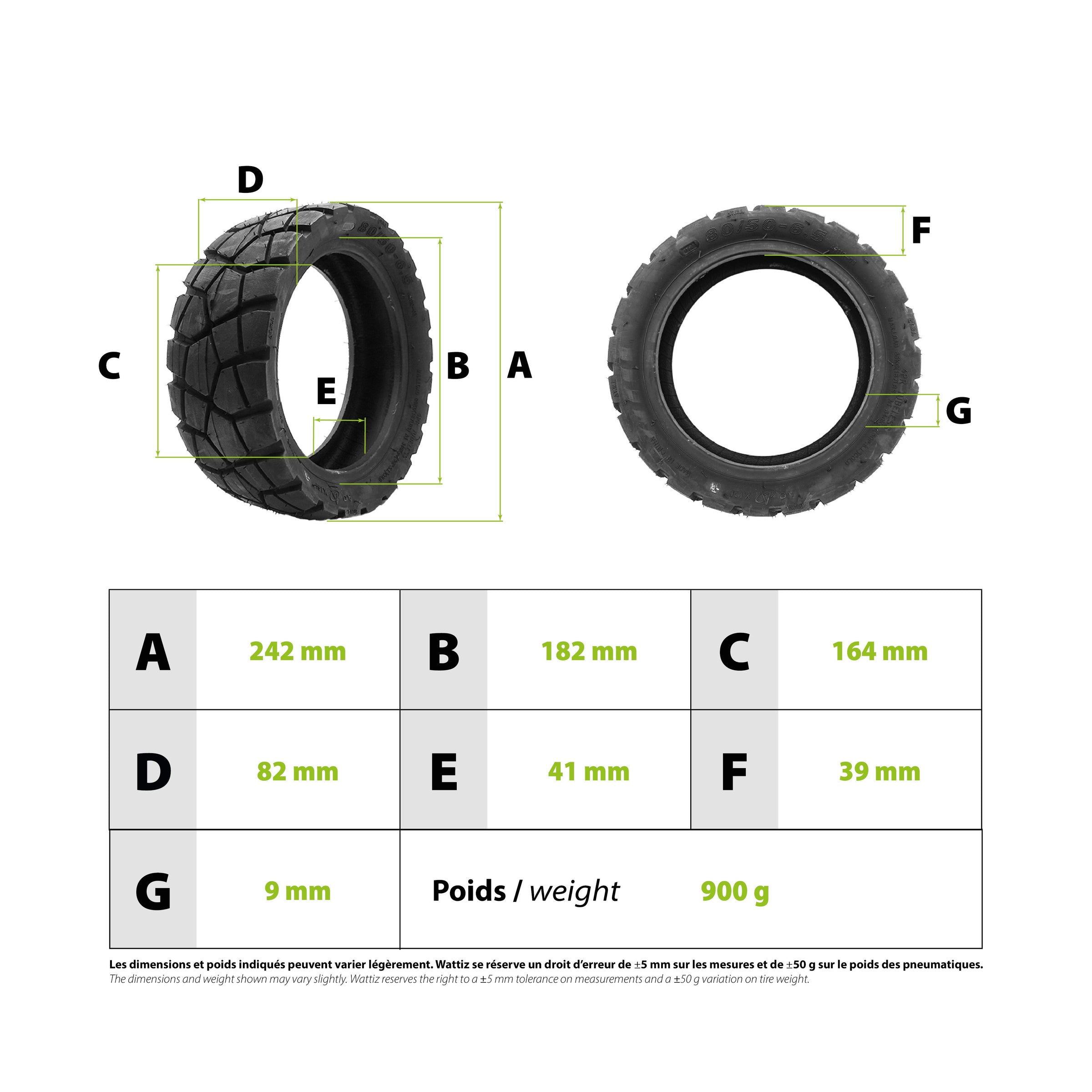 80/50-6.5 tubeless tire Dualtron Victor 2025 (10x3-6.5) - vue 3