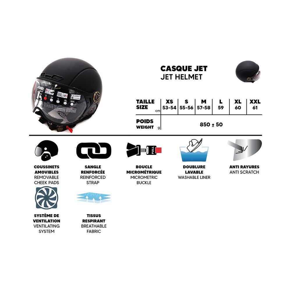 Matte black JET helmet (sizes XS to XXL) - vue 4