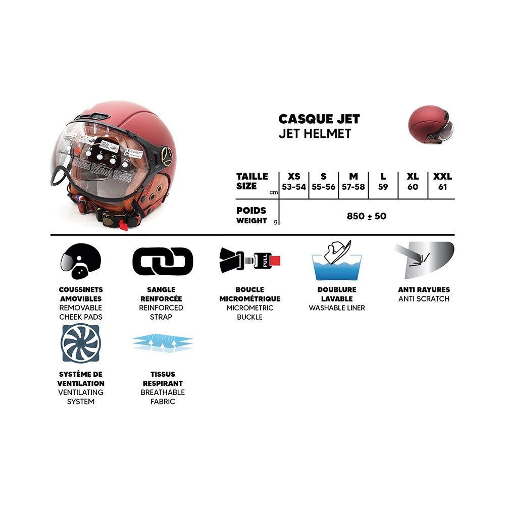 Matte burgundy JET helmet (sizes XS to XXL) - vue 4