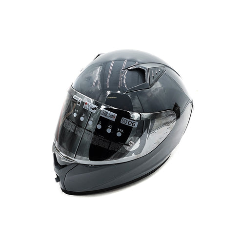 Full face helmet in grey (sizes S to XL)