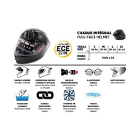 Full-face black helmet (sizes S to XL) - vue 4