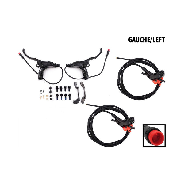Kit freins hydrauliques 4 pistons connecteur etanche (2 etriers gauche) - Generic - Vélo Shop Obernai
