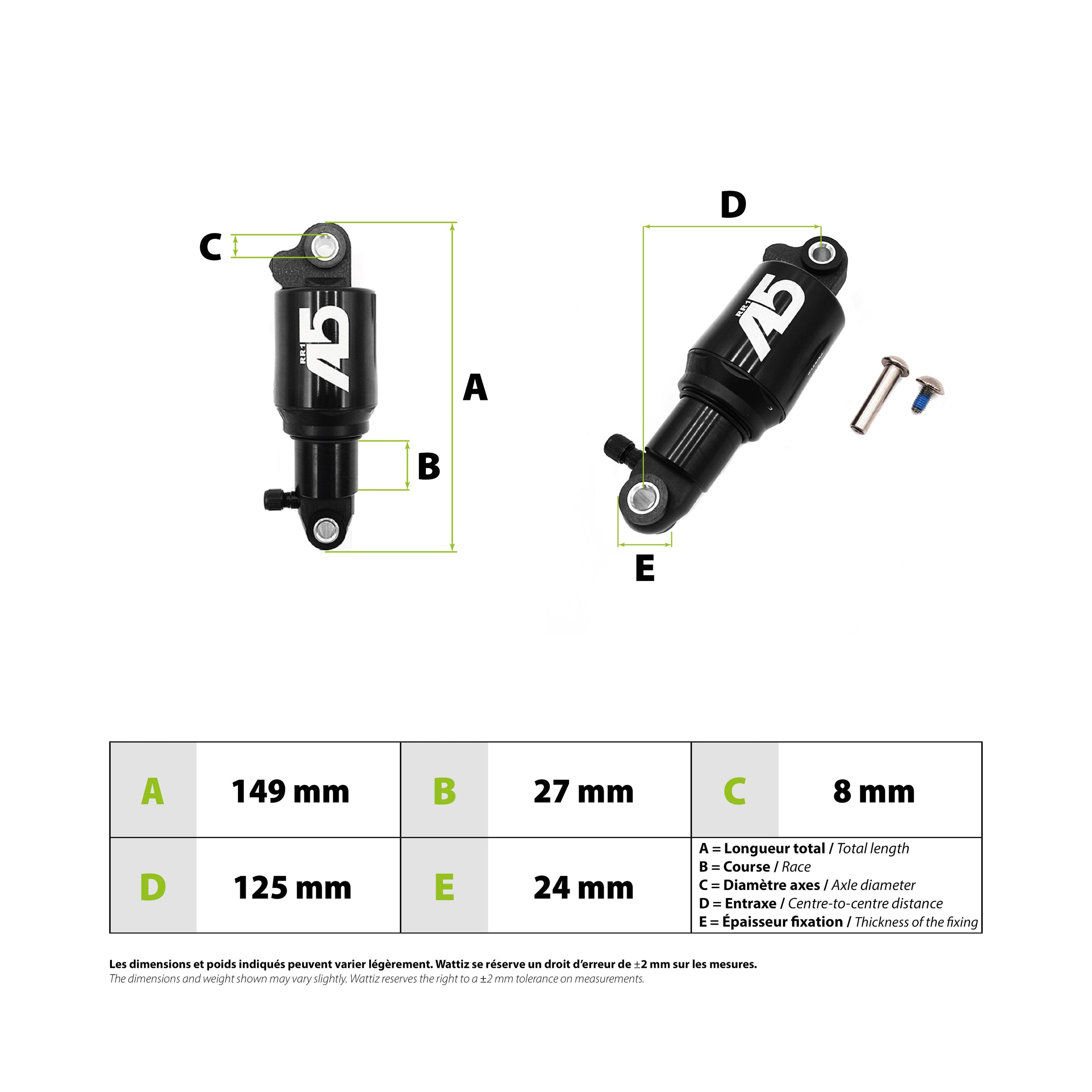 Amortisseur EXA Form A5 RR1 125mm - vue 3