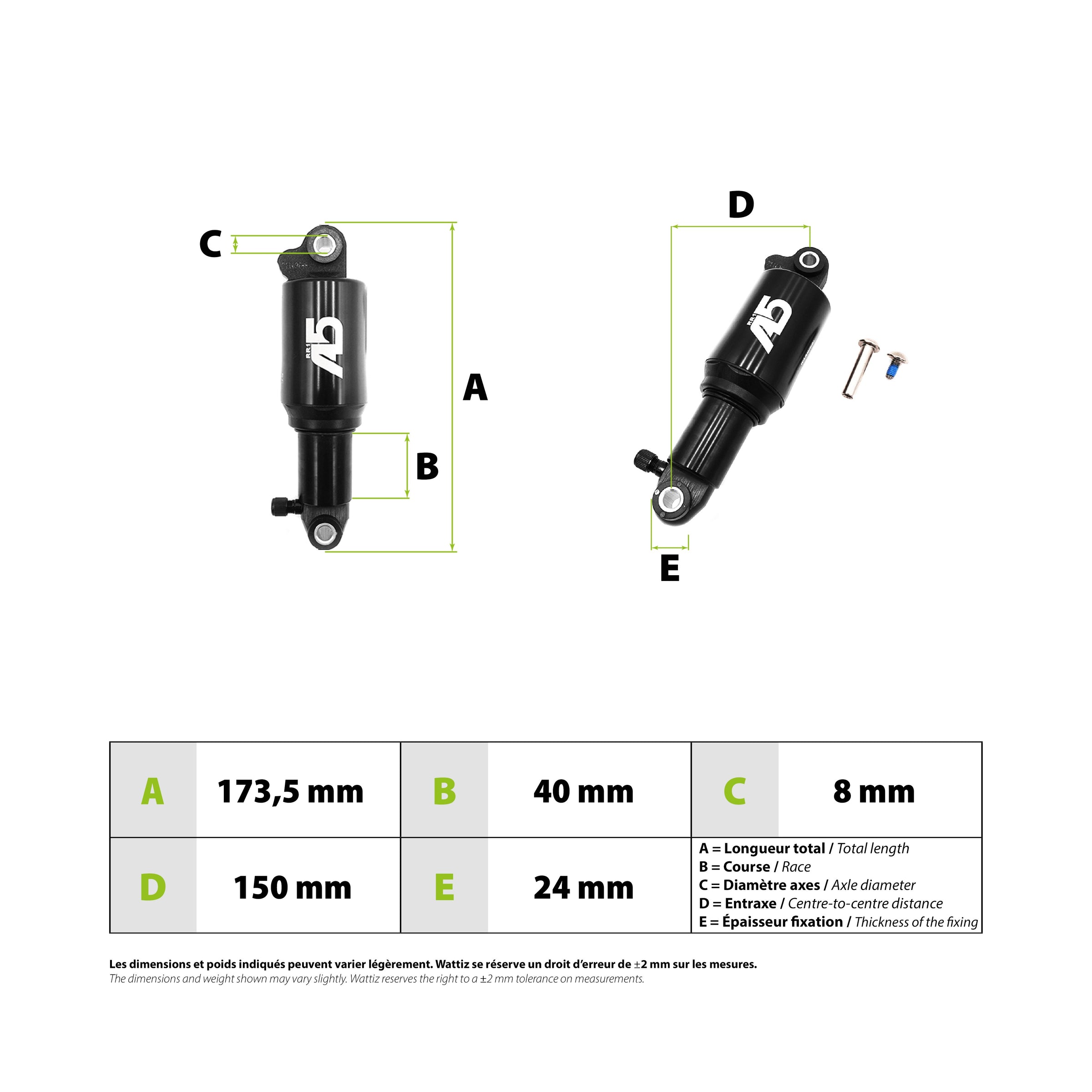 Amortisseur EXA Form A5 RR1 150mm - vue 3