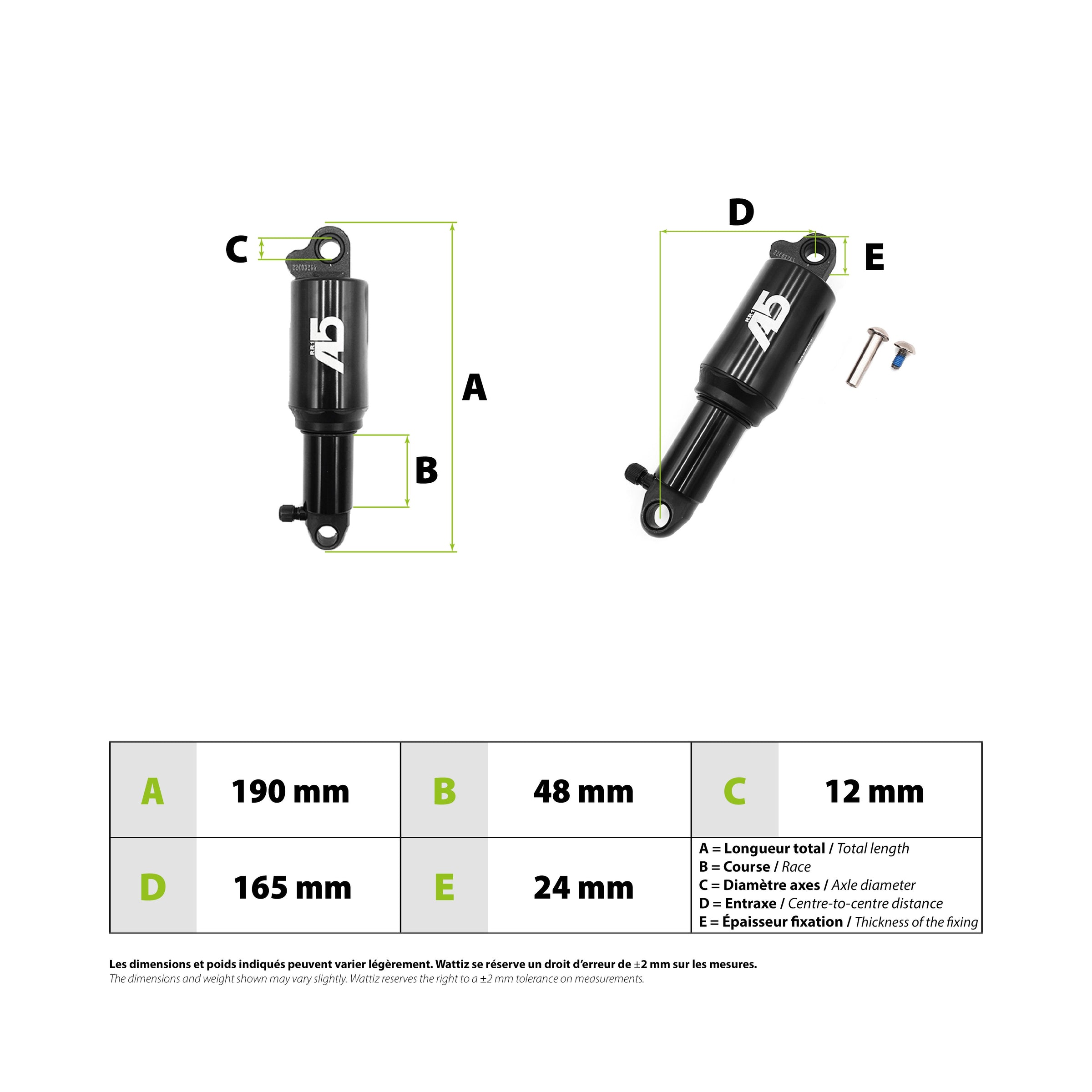 Amortisseur EXA Form A5 RR1 165mm - vue 3