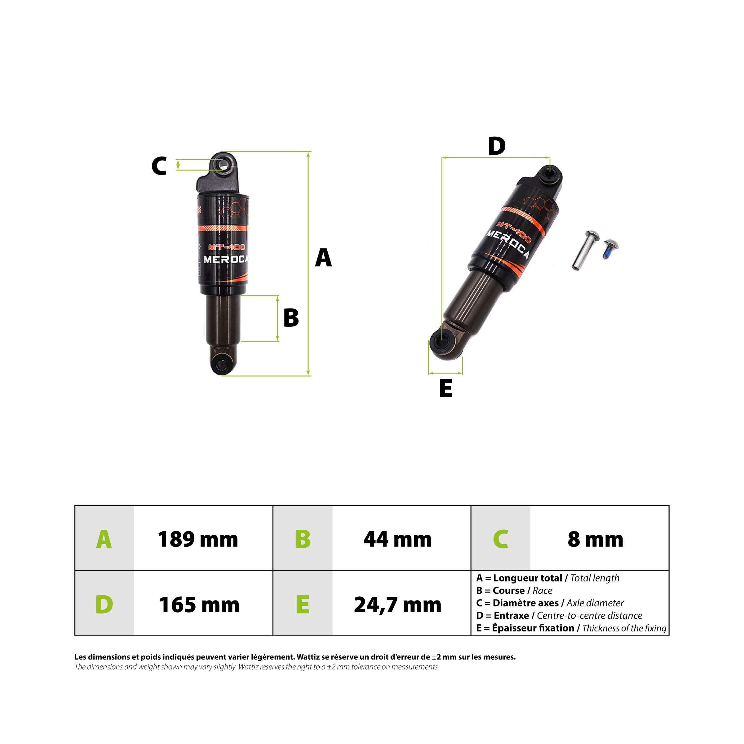 Amortisseur Meroca 165mm - vue 3