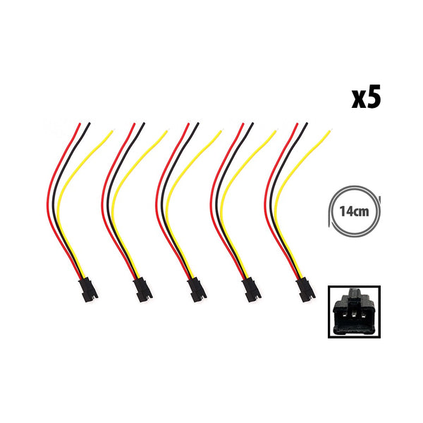 Prise JST 3 pin avec câble mâle x5 - Generic - Vélo Shop Obernai