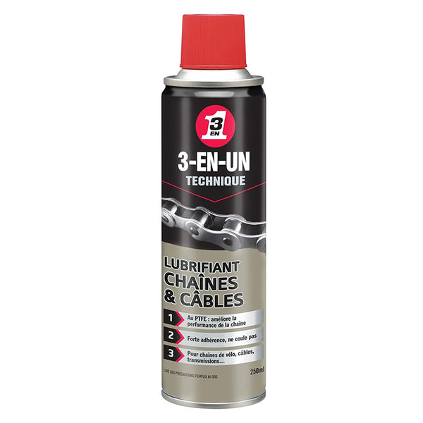 Lubrifiant 3-En-Un Ptfe Pour Chaîne Et Câble (Aerosol 250 Ml)