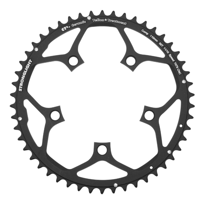 Plateau Route 5 branches Ø 110 Stronglight Ct2 50 dents Extérieur Noir Type Shimano 10-11V.