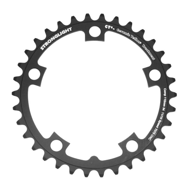 Plateau Route 5 branches Ø 110 Stronglight Ct2 34 dents Intérieur Noir Type Shimano 10-11V.