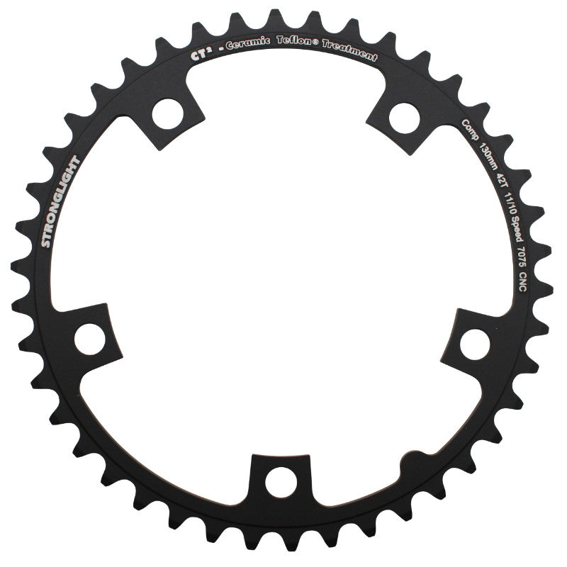 Plateau Route 5 branches Ø 130 Stronglight Ct2 42 dents Intérieur Noir Type Shimano 10-11V.