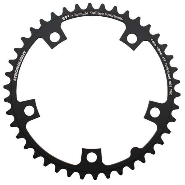 Plateau Route 5 branches Ø 130 Stronglight Ct2 42 dents Intérieur Noir Type Shimano 10-11V.