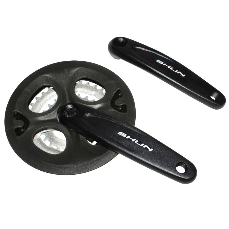 Pédalier VTT P2R 7-8V. Alu Noir Black-X 170 mm 42-34-24 (Boîtier 113 mm) Avec Pare Chaîne