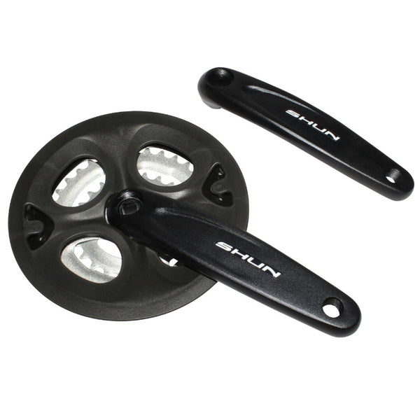 Pédalier VTT P2R 7-8V. Alu Noir Black-X 170 mm 42-34-24 (Boîtier 113 mm) Avec Pare Chaîne