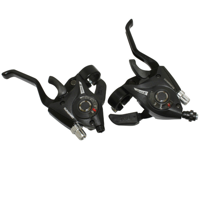 Levier-Manette VTT Patin P2R 3 X 8V. Noir Alu V-Brake Compatible Shimano (Paire)
