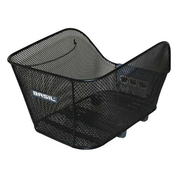 Panier Arrière Acier Nid Abeille Basil Icon Medium Noir Fixation Wsl Sur Cote Porte Bagage Ideal Pour E-Bike-VAE (L38 X 