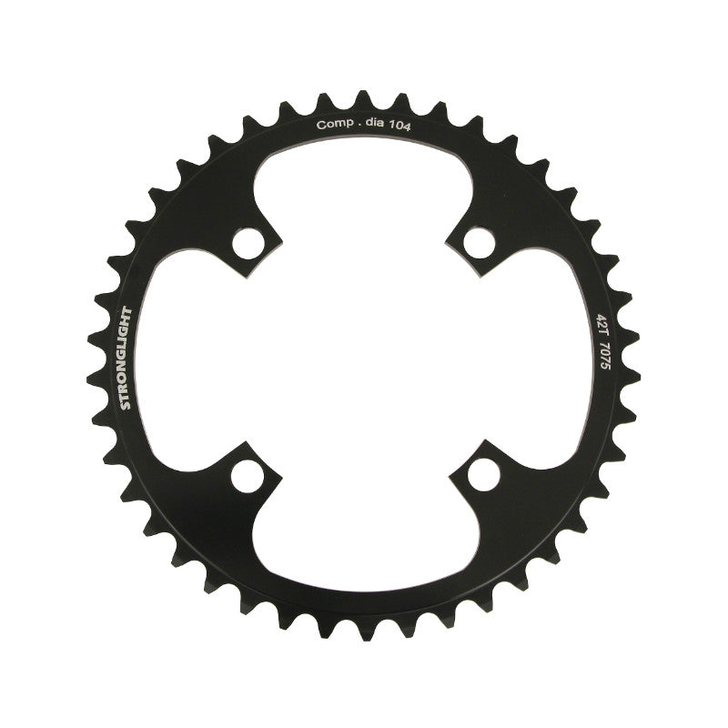 Plateau VTT 4 branches Ø 104 Stronglight Mono 42 dents Noir Alu 7075 - Épaisseur 3.5 mm 8-9V.
