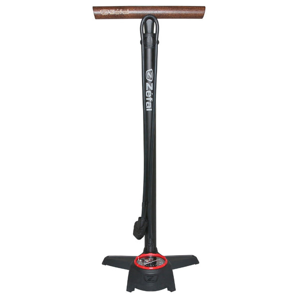 Pompe A Pied Zefal Profil Max Fp60 Corps Alu Noir Mat Manometre 12Bars Raccord Switch Vp-Vs Manche En Bois - Made In Fra