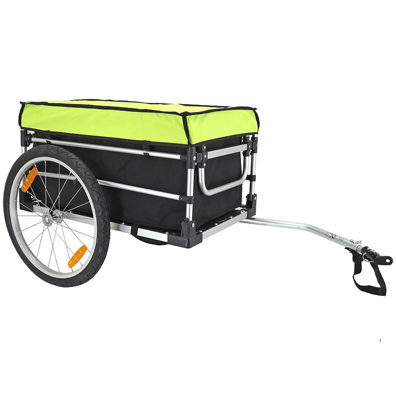 Remorque Vélo Utilitaire Maxi 40Kg Colori Vert-Noir Avec Housses (Dimensions Interieures L68Xl42Xh38) Avec Roues 20" Fix