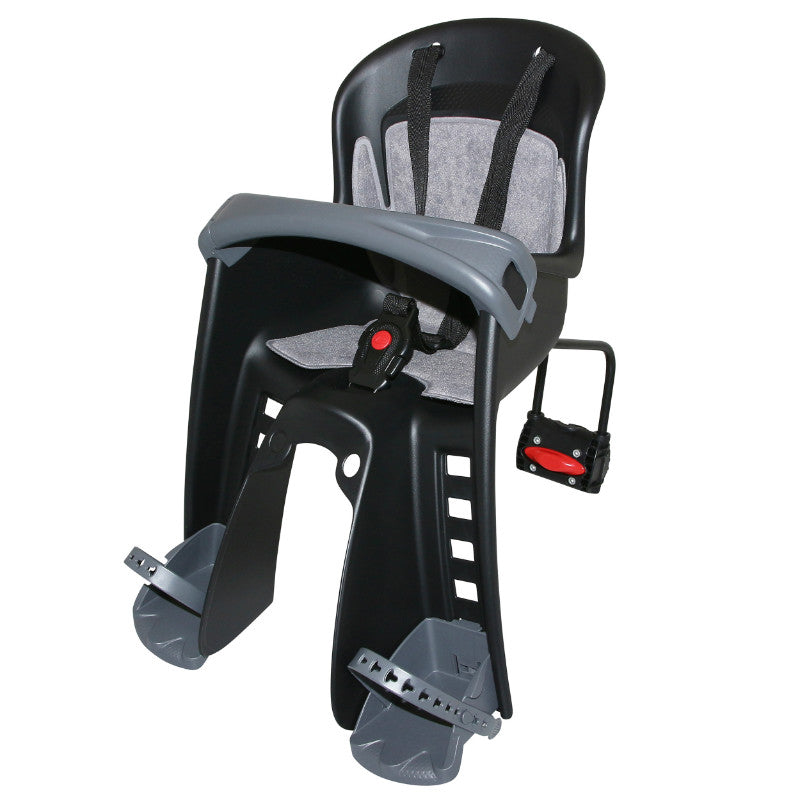 Porte Bebe-Siege Enfant Avant Polisport A Fixer Sur Cadre Bilby Junior Noir Coussin Gris (9 A 15Kgs) Homologué En 14344
