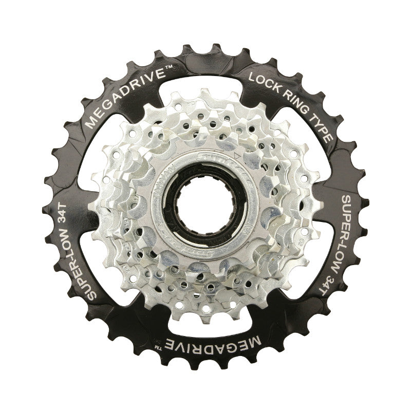 Roue Libre 7V. Sunrace 13-34 Megadrive Megarange Argent Indexee (En Boite)