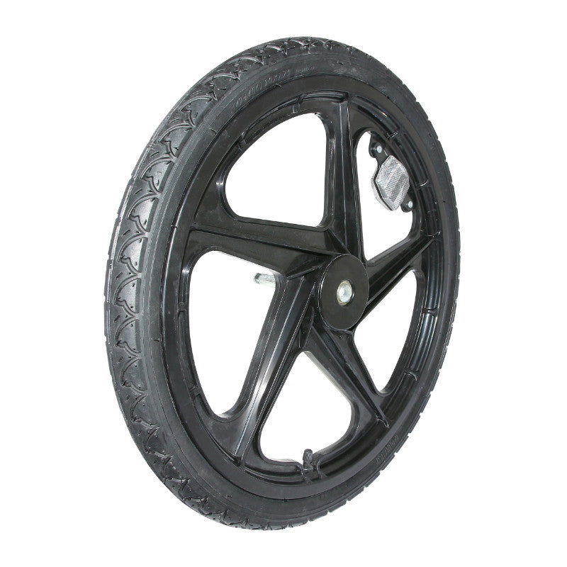 Roue Remorque Vélo 20" Moyeu Fusee Baton Plastic Noir Avec Pneu - Avec Catadioptre