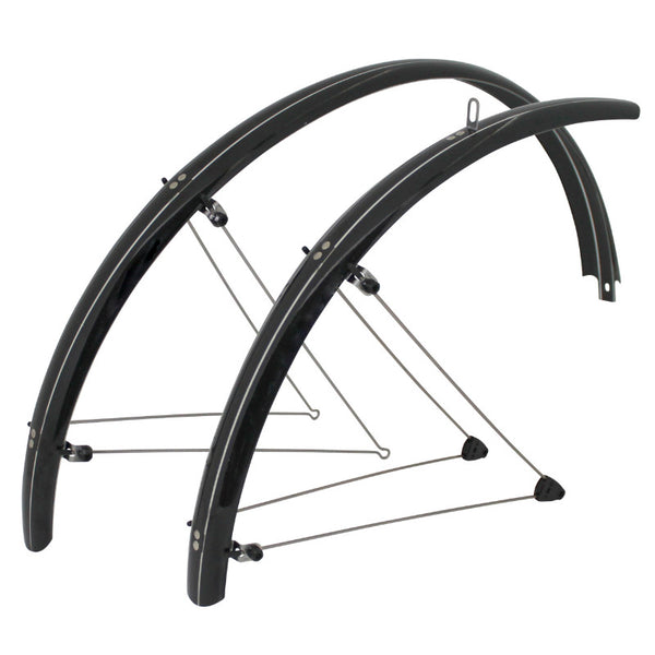 Garde Boue City-VTC Tringles 28'' Stronglight Tour 54 mm Noir (Paire) Avec Fixation Classic Tringles INOX