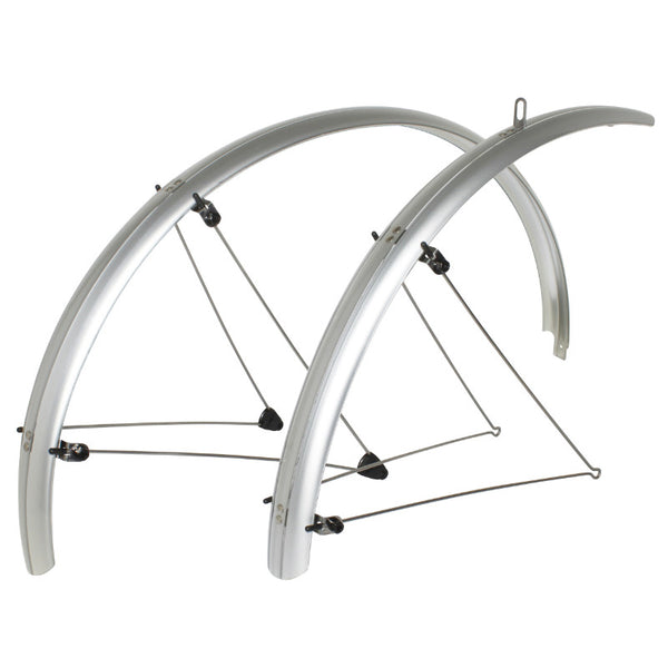 Garde Boue City-VTC Tringles 28'' Stronglight Tour 54 mm Argent (Paire) Avec Fixation Classic Tringles INOX