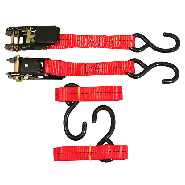 Sangle Moto A Cliquet Avec Crochet P2R Largeur 25 mm Longueur 1,80M (Resistance 545Kg) (Vendu A La Paire)