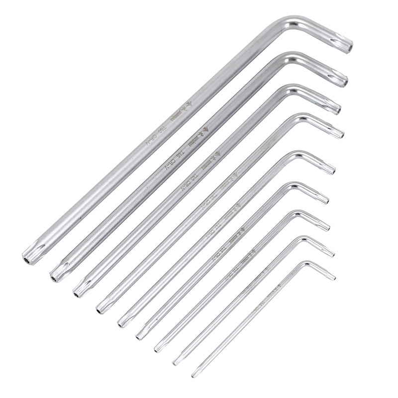 Outil Clé Torx Bo P2R Longues Creuses (T10,T15,T20,T25,T27,T30,T40,T45,T50) (Jeu De 9 Clés)