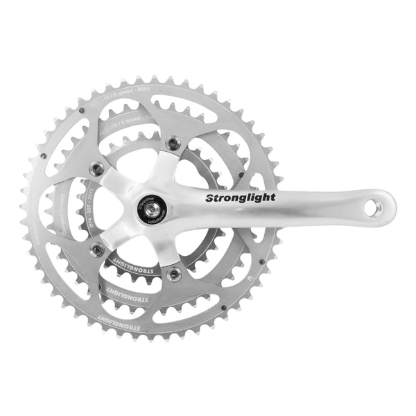Pédalier Route Stronglight 9-10V. Impact Argent 170 mm 52-42-30 Compatible 8-9V. (Axe Carré 115 mm)