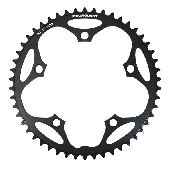Plateau Route 5 branches Ø 130 Stronglight Dural 50 dents Noir Type Shimano 8-9V.