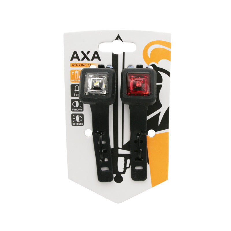 Éclairage Vélo A Pile Kit Axa Niteline Leds Noir, Avec Piles Cr2032 Autonomie + 50 Heures (Vu A 150M)