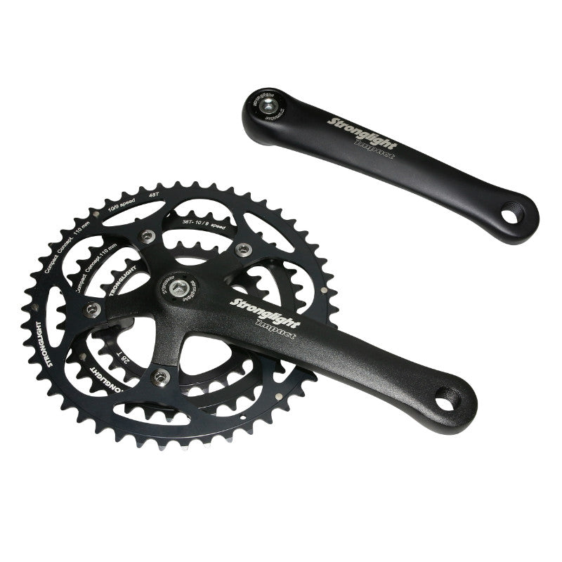 Pédalier Route Stronglight 9-10V. Impact Noir 172.5 mm 48-38-28 Compatible 8V. (Axe Carré 115 mm)