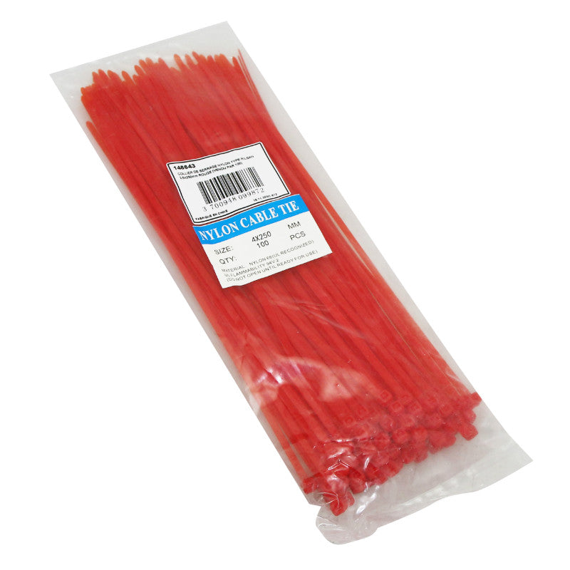 Collier De Serrage Nylon Type Rilsan 3,6X250 mm Rouge (Vendu Par 100) -P2R-