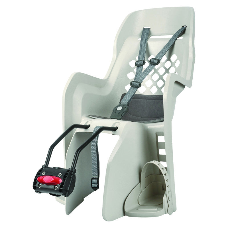 Porte Bebe-Siege Enfant Arrière Polisport A Fixer Sur Cadre Joy Creme Coussin Gris (9 A 22Kgs) Homologué En 14344
