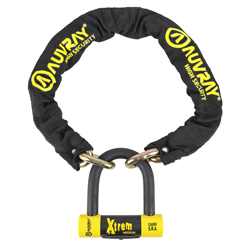 Antivol A Chaîne Auvray Xtrem 1.00M Maillon Diam 13.5 mm Avec U Xtrem Medium 85X100 mm (Diam 18 mm) (Classe Sra Chaîne +