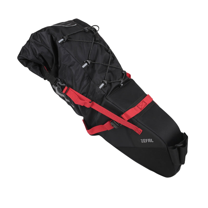 Sacoche De Selle Vélo Zefal Z Adventure R17 Noir-Rouge Étanche Fixation Velcro 17L ( L 62 cm X L 24 cm X 20 cm) Charge M