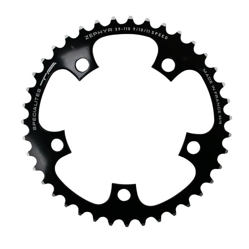 Plateau Route 5 branches Ø 110 Ta Zephyr 39 dents Intérieur Noir Alu 7075 Type Shimano 9-10V.
