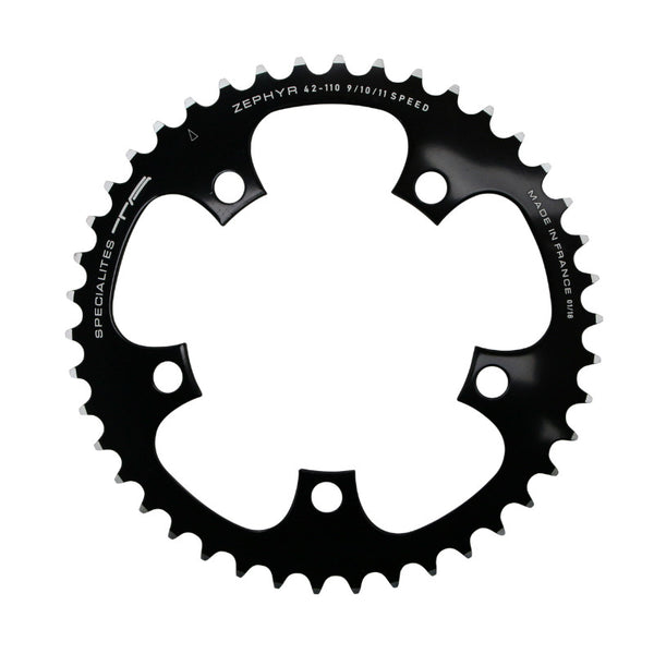 Plateau Route 5 branches Ø 110 Ta Zephyr 42 dents Intérieur Noir Alu 7075 Type Shimano 9-10V.
