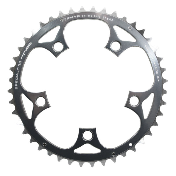 Plateau Route 5 branches Ø 110 Ta Zephyr 44 dents Extérieur Argent Alu 7075 Type Shimano 9-10V.