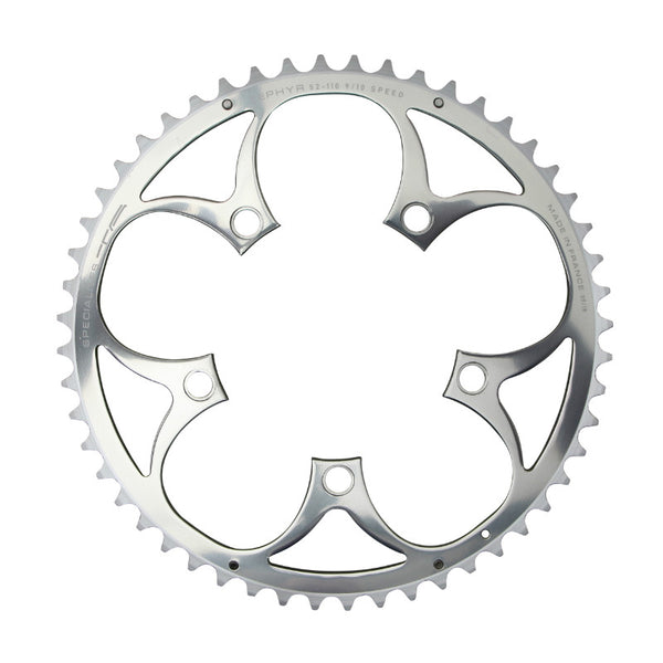 Plateau Route 5 branches Ø 110 Ta Zephyr 52 dents Extérieur Argent Alu 7075 Type Shimano 9-10V.