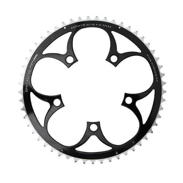 Plateau Route 5 branches Ø 110 Ta Zephyr 53 dents Extérieur Noir Alu 7075 Type Shimano 9-10V.